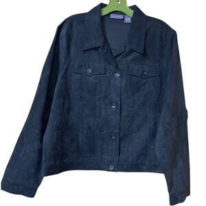 Relativity Vintage Faux Suede Jacket – Women’s Soft Touch Button Front, 90s/Y2K